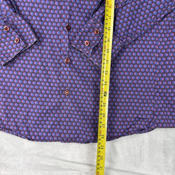 Thomas Pink London Slim Fit Pattern Dress Shirt Purple Men 16/41cm Luxury Design - Picture 6 of 9